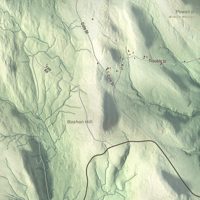 Close-up of the map of Cummington, Massachusetts print showing terrain and local geography