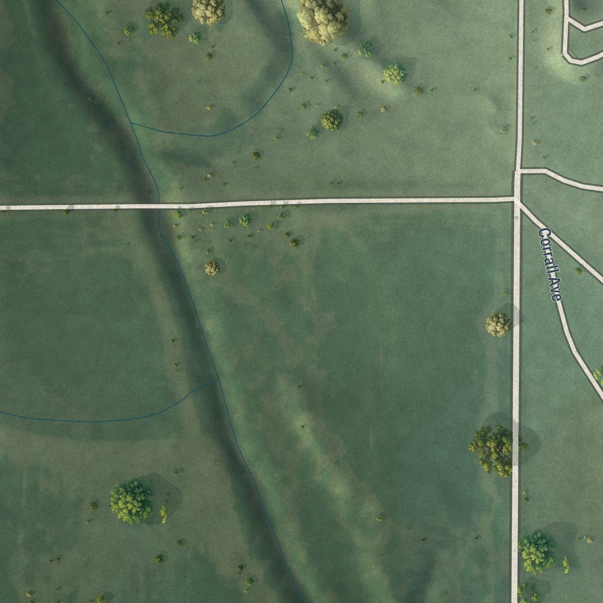Second close-up of the map of Cushing, Nebraska print showing more streets and buildings