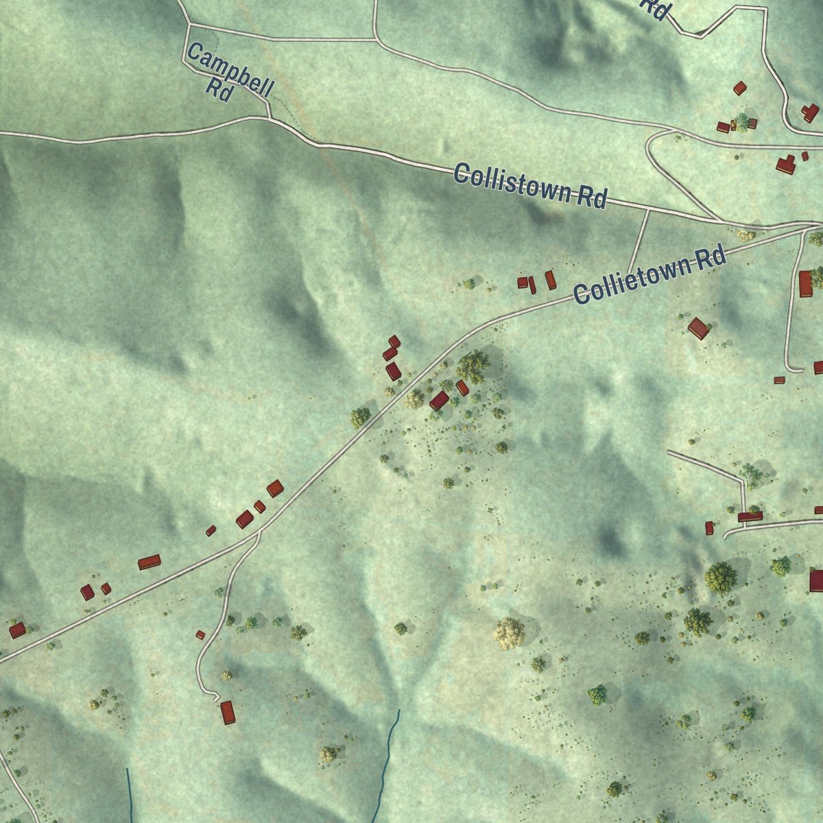 Second close-up of the map of Cushman, Arkansas print showing more streets and buildings