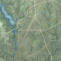 Second close-up of the map of Cusseta-Chattahoochee County, Georgia print showing more streets and buildings