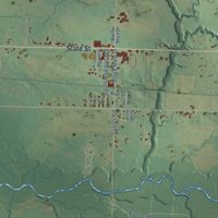 Second close-up of the map of Custer, Mason County, Michigan print showing more streets and buildings