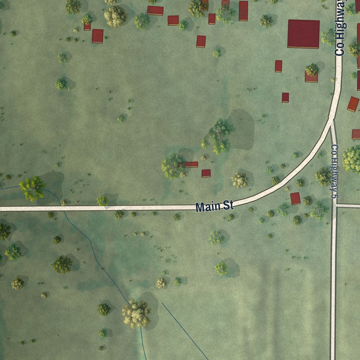 Second close-up of the map of Cutler, Illinois print showing more streets and buildings