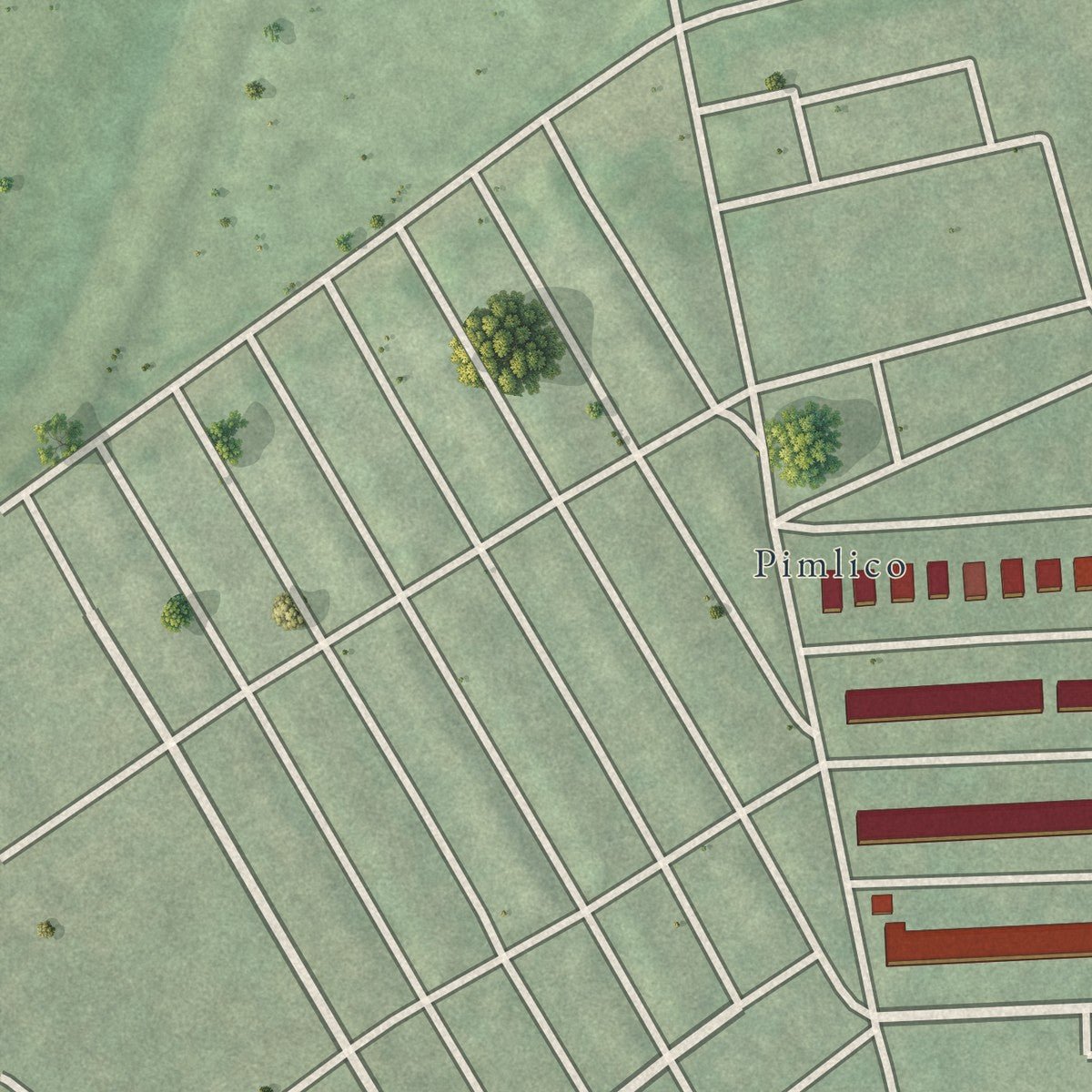 Second close-up of the map of Cylburn, Maryland print showing more streets and buildings