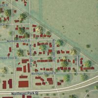Second close-up of the map of Cypress Quarters, Florida print showing more streets and buildings