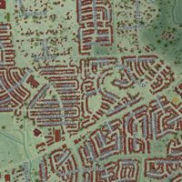 Second close-up of the map of Cypress, Texas print showing more streets and buildings