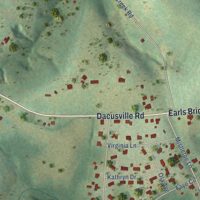 Second close-up of the map of Dacusville, South Carolina print showing more streets and buildings