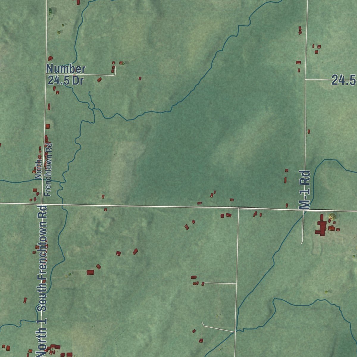 Second close-up of the map of Daggett, Menominee County, Michigan print showing more streets and buildings
