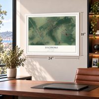 Dagsboro, Delaware map, 18 x 24 inch print in a white frame in a home office