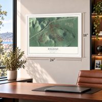 Daguao, Puerto Rico map, 18 x 24 inch print in a white frame in a home office