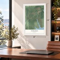 Dahlgren, Virginia map, 18 x 24 inch print in a white frame in a home office