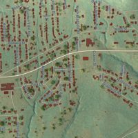 Second close-up of the map of Daingerfield, Texas print showing more streets and buildings