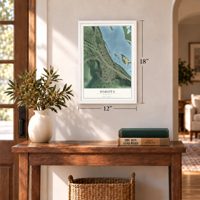 Dakota, Minnesota map, 12 x 18 inch print in a white frame in an entryway