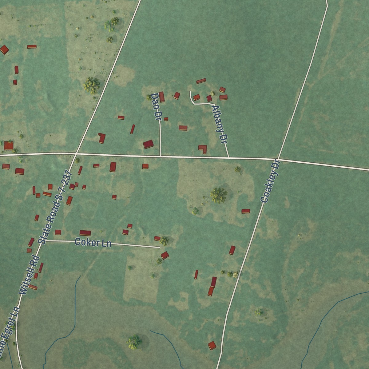 Second close-up of the map of Dale, South Carolina print showing more streets and buildings