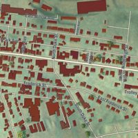 Second close-up of the map of Dallastown, Pennsylvania print showing more streets and buildings