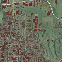 Second close-up of the map of Dalton, Georgia print showing more streets and buildings