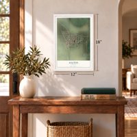 Dalton, Nebraska map, 12 x 18 inch print in a white frame in an entryway