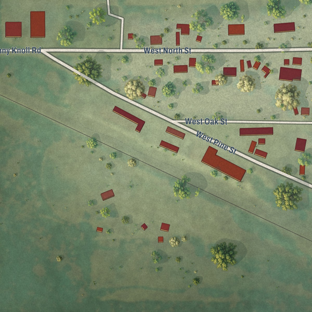 Second close-up of the map of Dalton, Wisconsin print showing more streets and buildings