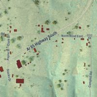 Second close-up of the map of Damascus, Arkansas print showing more streets and buildings