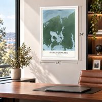 Dames Quarter, Maryland map, 18 x 24 inch print in a white frame in a home office
