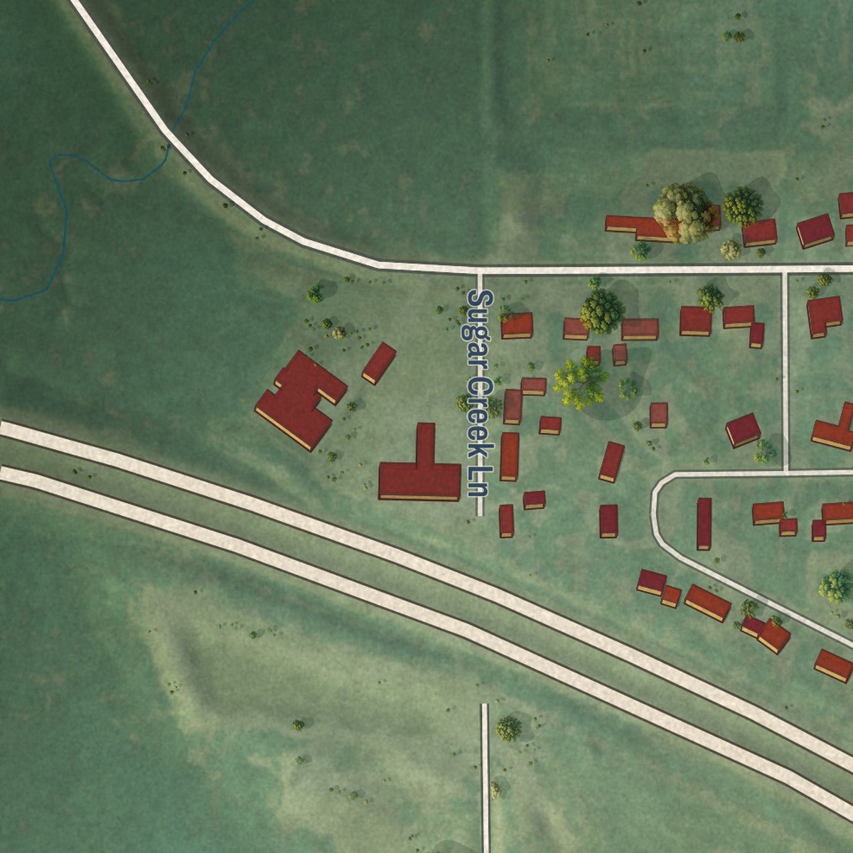 Second close-up of the map of Damiansville, Illinois print showing more streets and buildings