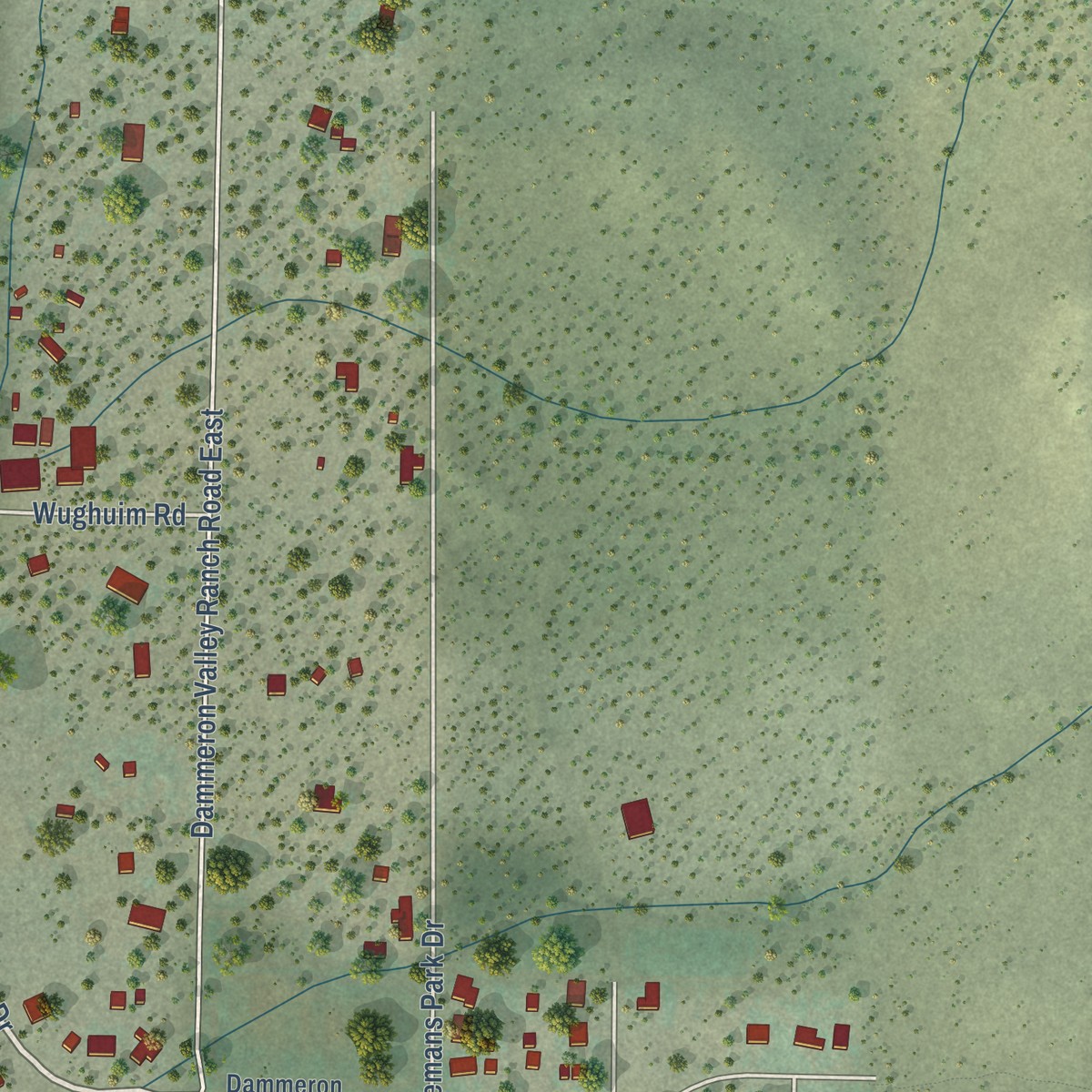 Second close-up of the map of Dammeron Valley, Utah print showing more streets and buildings