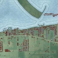Second close-up of the map of Danbury, Ohio print showing more streets and buildings