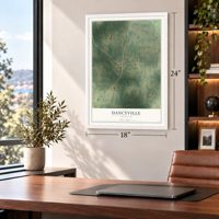 Dancyville, Tennessee map, 18 x 24 inch print in a white frame in a home office