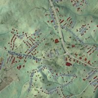 Second close-up of the map of Dandridge, Tennessee print showing more streets and buildings