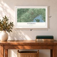 Dandridge, Tennessee map, 12 x 18 inch print in a white frame in an entryway