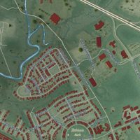 Second close-up of the map of Daniel Island, South Carolina print showing more streets and buildings