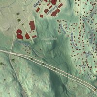 Second close-up of the map of Daniels Farm, Connecticut print showing more streets and buildings