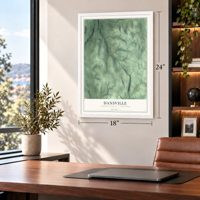Dansville, Steuben County, New York map, 18 x 24 inch print in a white frame in a home office
