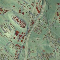 Second close-up of the map of Danvers, Massachusetts print showing more streets and buildings