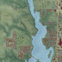 Second close-up of the map of Danville, Illinois print showing more streets and buildings