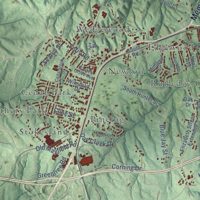 Second close-up of the map of Danville, Virginia print showing more streets and buildings