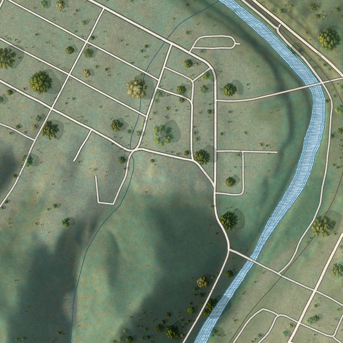 Second close-up of the map of Danville, West Virginia print showing more streets and buildings