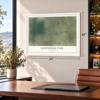 Daphnedale Park, California map, 18 x 24 inch print in a white frame in a home office