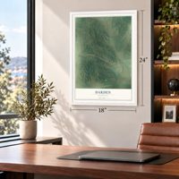 Darden, Tennessee map, 18 x 24 inch print in a white frame in a home office