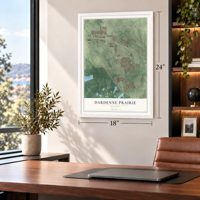 Dardenne Prairie, Missouri map, 18 x 24 inch print in a white frame in a home office