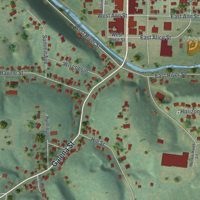 Second close-up of the map of Darlington, Wisconsin print showing more streets and buildings
