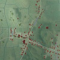 Second close-up of the map of Darmstadt, Indiana print showing more streets and buildings