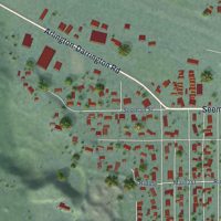 Second close-up of the map of Darrington, Washington print showing more streets and buildings
