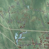 Second close-up of the map of Dartmouth, Massachusetts print showing more streets and buildings