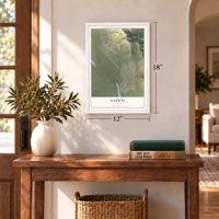 Darwin, California map, 12 x 18 inch print in a white frame in an entryway