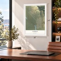 Darwin, California map, 18 x 24 inch print in a white frame in a home office
