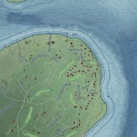Second close-up of the map of Daufuskie Island, South Carolina print showing more streets and buildings