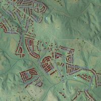 Second close-up of the map of Davidson, North Carolina print showing more streets and buildings