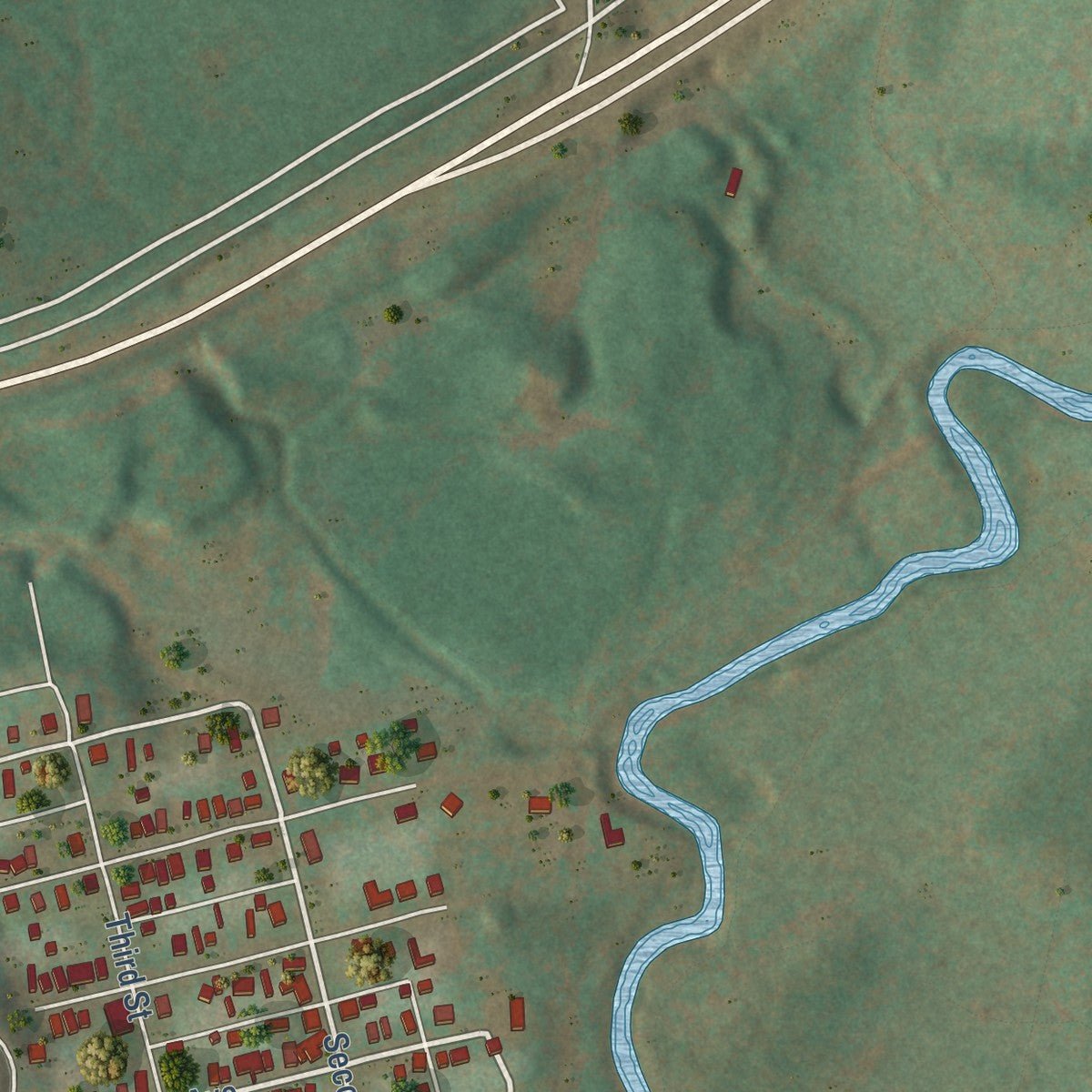 Second close-up of the map of Davis, West Virginia print showing more streets and buildings
