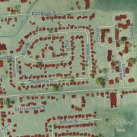 Second close-up of the map of Davison, Michigan print showing more streets and buildings
