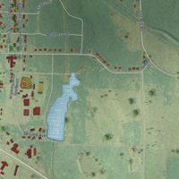 Second close-up of the map of Dawson, Georgia print showing more streets and buildings